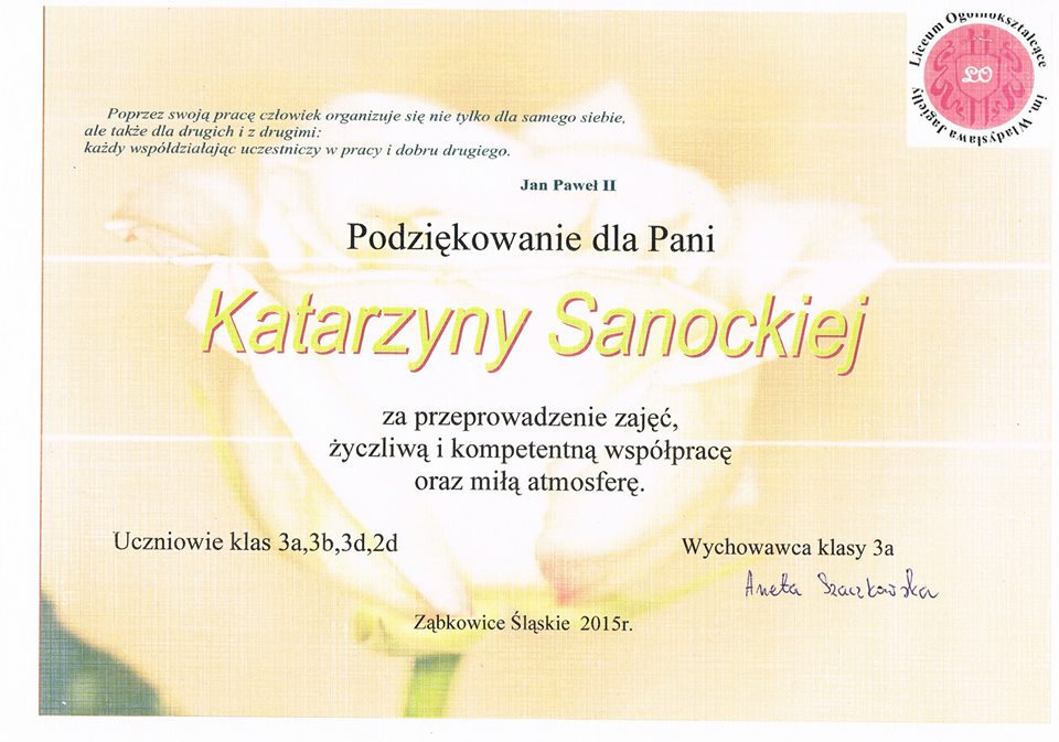 podziekowanie